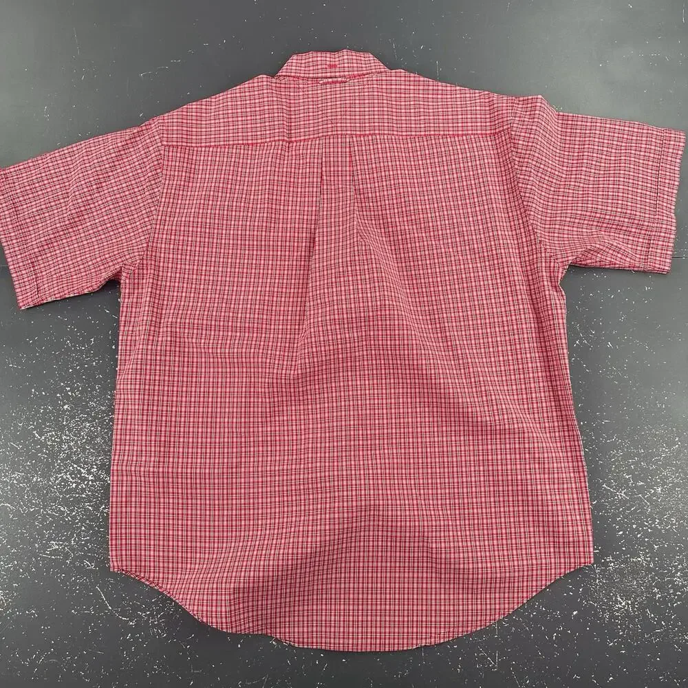 VTG Tommy Hilfiger Dress Shirt Mens Large Micro Check Red Black  Short Sleeve - Picture 6 of 6